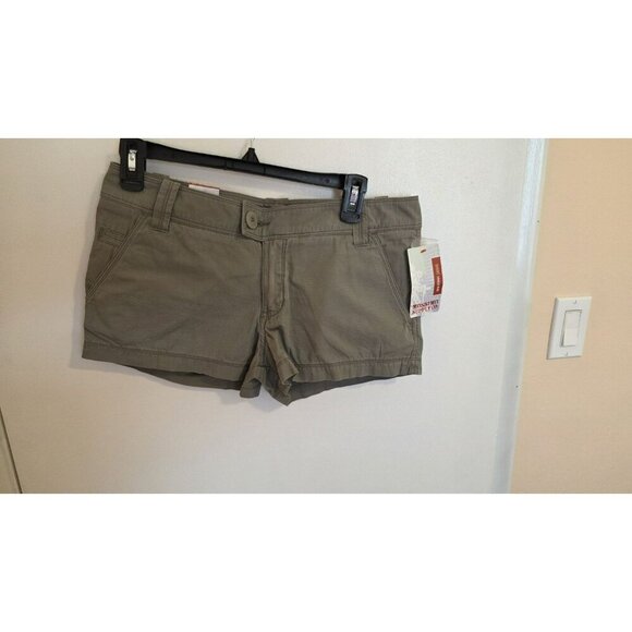 Mossimo Lowest Rise Flat Front Khaki Shorts Juniors Size 7 Brown NWT Fairycore - Picture 1 of 10
